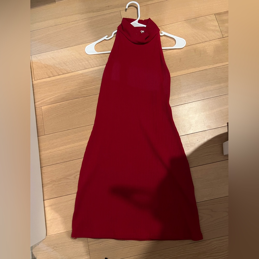 Reformation Knit Red Mockneck Sleeveless Dress